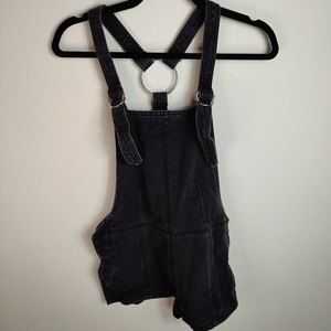 Bullhead Black Wash Faded Y Overall Shorts Small 100% Cotton